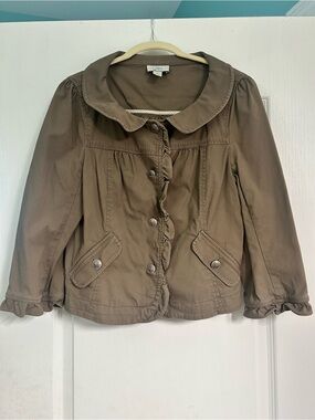 Ann Taylor Women’s Brown Ruffle-Trim Jacket